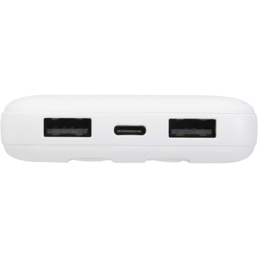 Logotrade reklamprodukter bild: Adhil 10 000 mAh 10 W powerbank av återvunnen plast med två inbyggda kablar