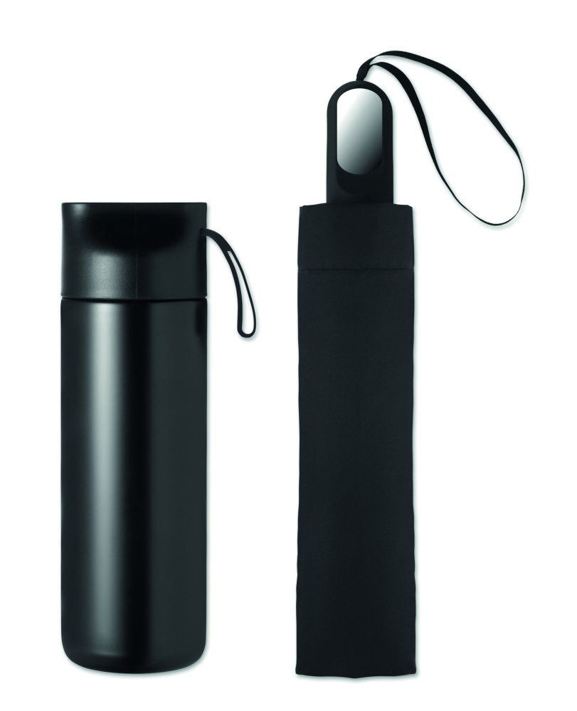Logotrade reklamprodukter bild: Paraply + flaska presentset